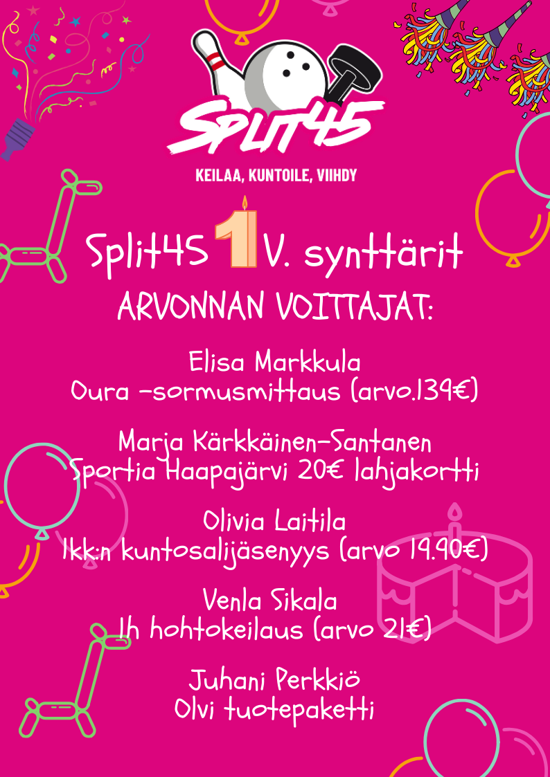 1v. Synttäriarvonnan voittajat - Split45